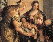 Paolo Veronese The Holy Family with St.Barbara and the Young St.John the Baptist oil on canvas